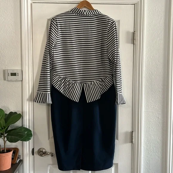 Bettie Page Blue and white Striped dress 4XL - Picture 2 of 9